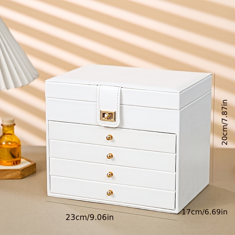 Elegant 5-Layer Beige and Black Jewelry Storage Box, Gift for Her